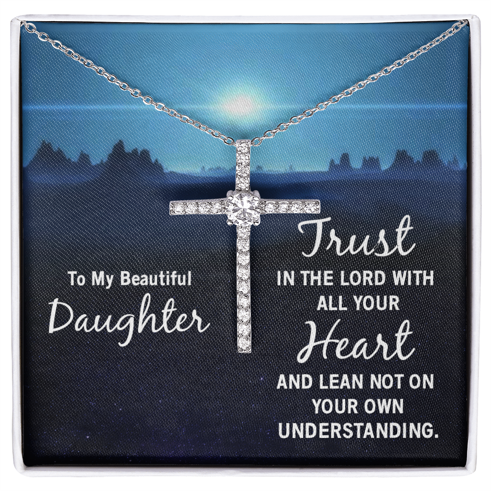TO MY BEAUTIFUL DAUGHTER | CZ CROSS NECKLACE