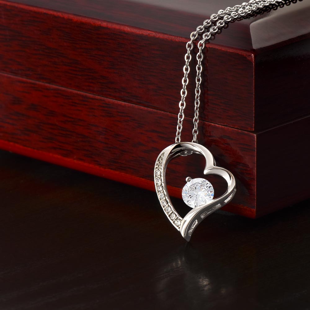 TO MY BEAUTIFUL WIFE | 14K WHITE GOLD OVER SS | FOREVER LOVE NECKLACE