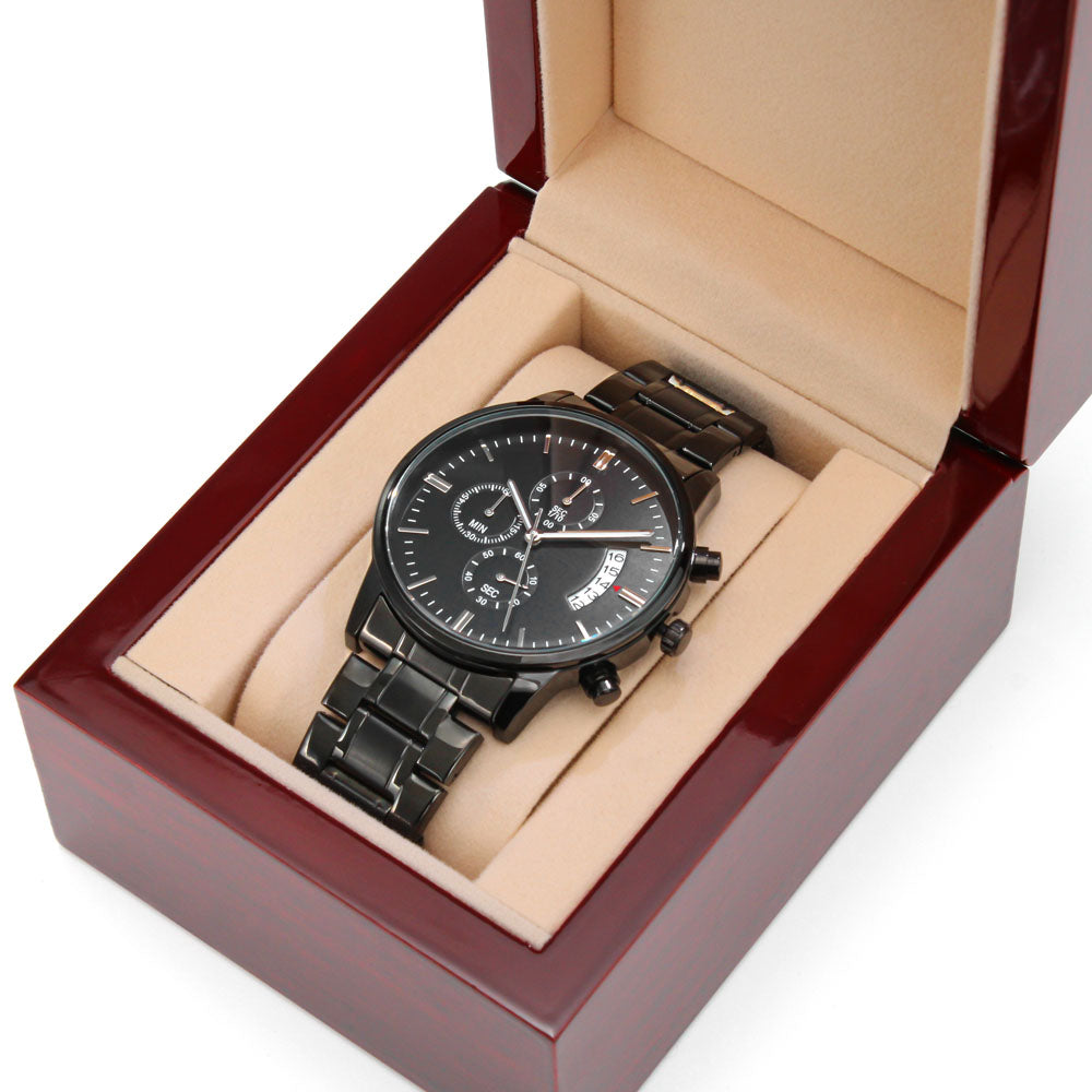TO MY SON FROM MOM  | CUSTOMIZED BLACK CHRONOGRAPH WATCH