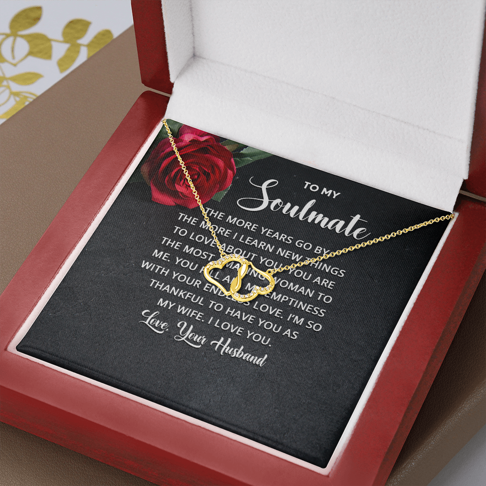 TO MY SOULMATE | EVERLASTING LOVE - 10K SOLID GOLD DIA. HEARTS