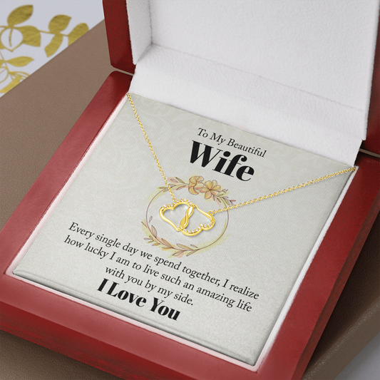 EVERLASTING LOVE FOR MY WIFE | 10K SOLID GOLD DIA. HEARTS NECKLACE