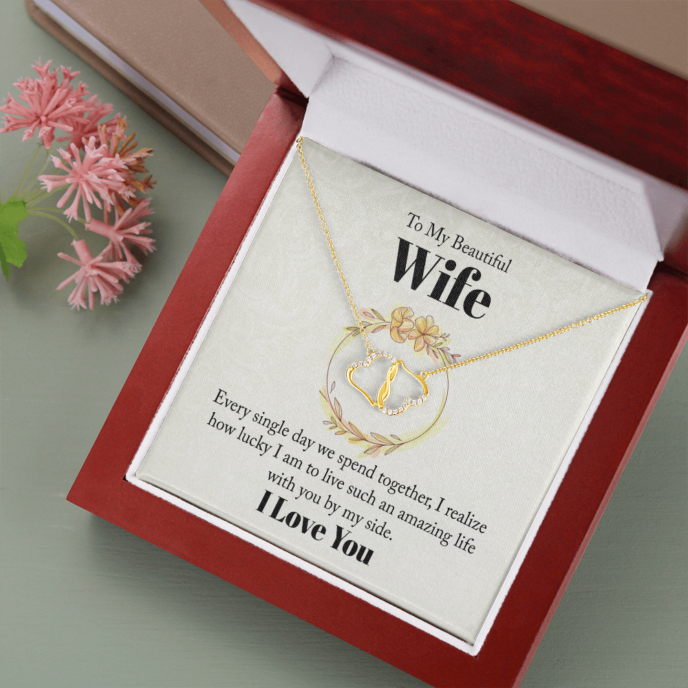 EVERLASTING LOVE FOR MY WIFE | 10K SOLID GOLD DIA. HEARTS NECKLACE