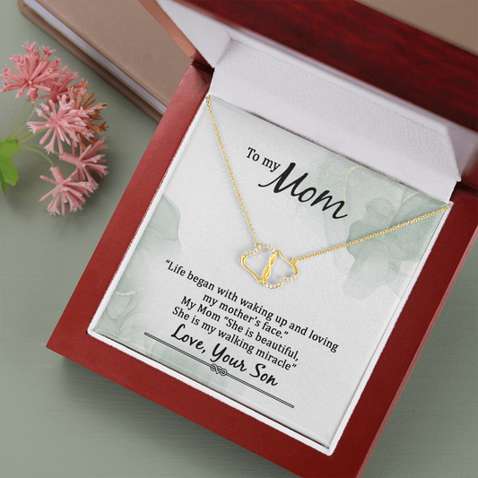 EVERLASTING LOVE FOR MOM | 10K SOLID GOLD DIA. HEARTS NECKLACE