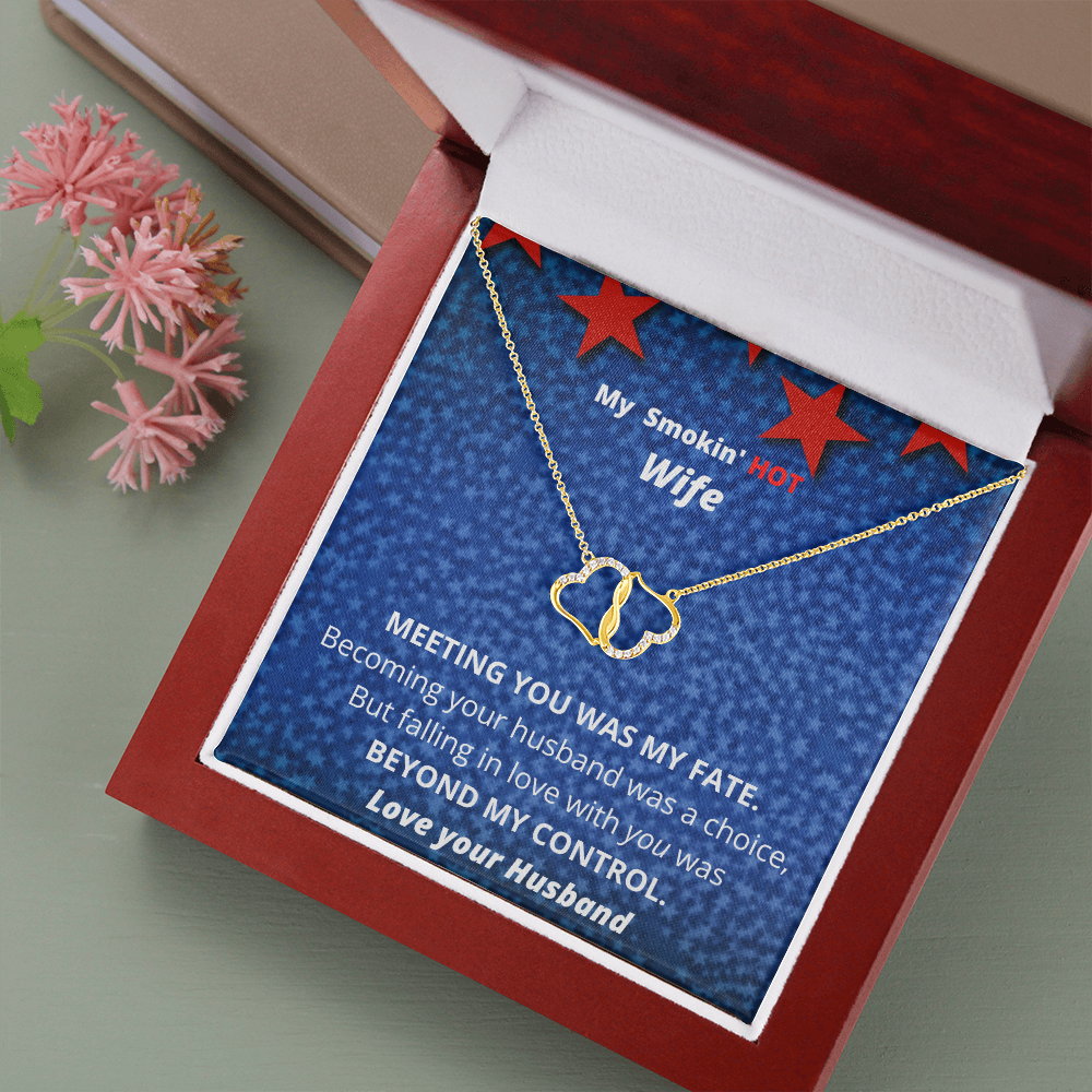 TO MY SMOKIN' HOT WIFE | EVERLASTING LOVE - 10K SOLID GOLD DIA. HEARTS NECKLACE