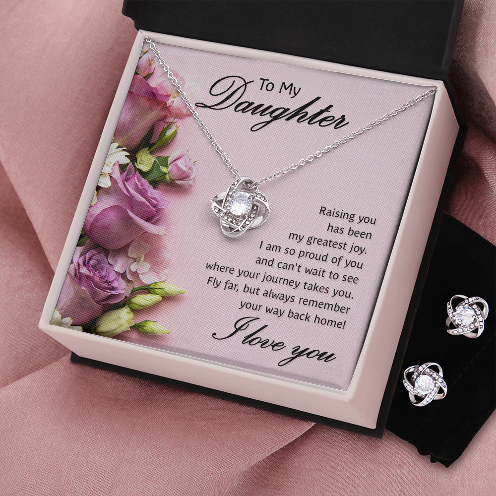 TO MY DAUGHTER | LOVE KNOT NECKLACE AND EARRING SET