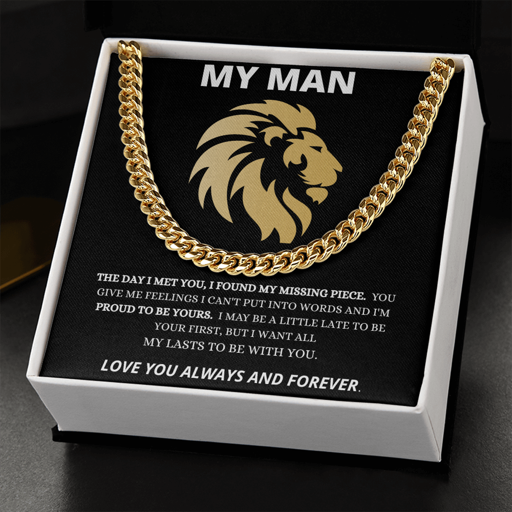 MY MAN | 14K YELLOW GOLD FINISH OVER SS | CUBAN LINK CHAIN