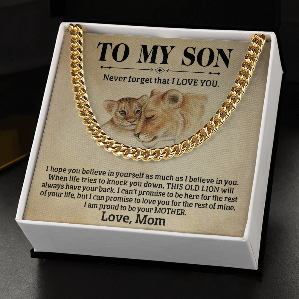 TO MY SON | 14K YELLOW GOLD FINISH OVER SS | CUBAN LINK CHAIN