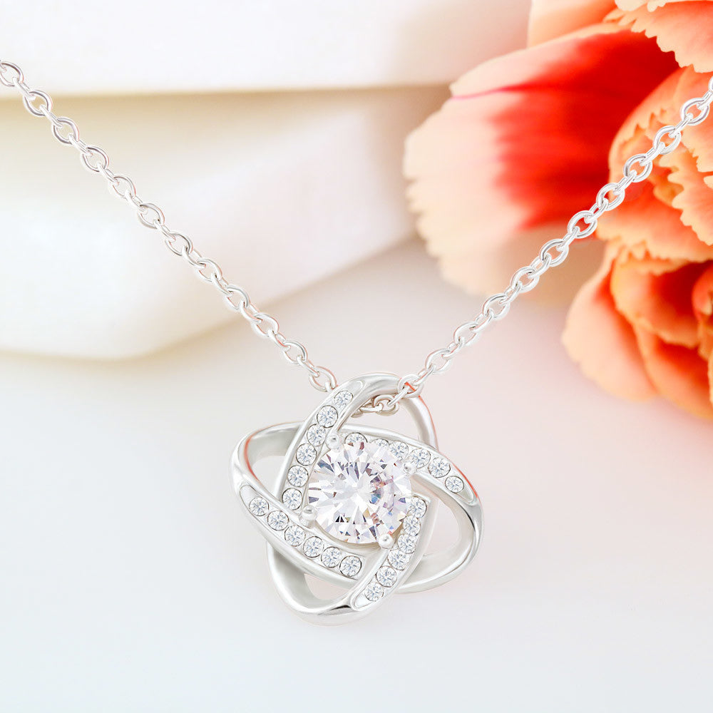 TO MY DAUGHTER | 14K WHITE GOLD FINISH OVER SS | LOVE KNOT NECKLACE