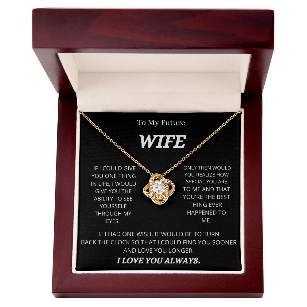 TO MY FUTURE WIFE | 14K WHITE GOLD FINISH OVER SS | LOVE KNOT NECKLACE