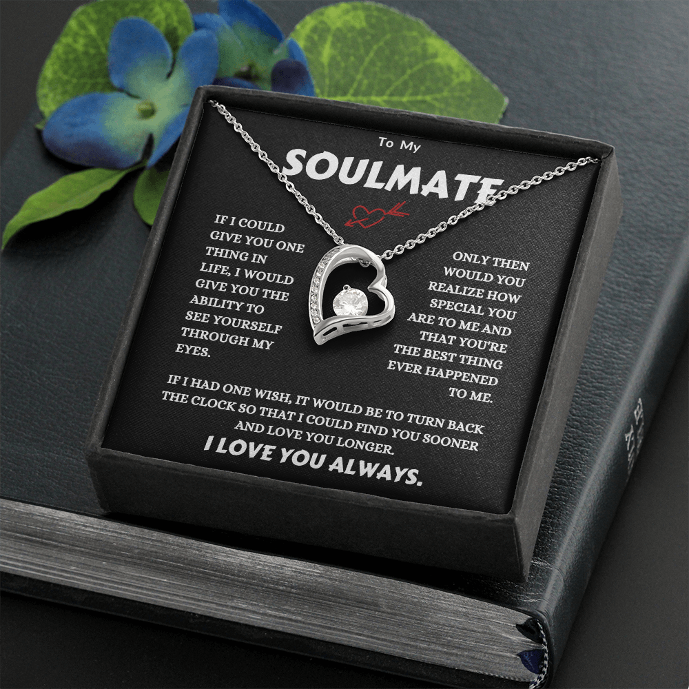 TO MY SOULMATE | 14K WHITE GOLD FINISH OVER SS | FOREVER LOVE NECKLACE