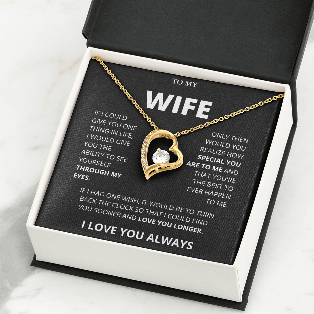 TO MY WIFE | 18K YELLOW GOLD FINISH OVER SS |FOREVER LOVE NECKLACE