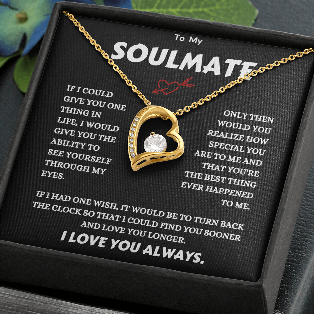 TO MY SOULMATE | 14K WHITE GOLD FINISH OVER SS | FOREVER LOVE NECKLACE
