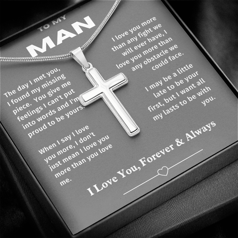 TO MY MAN | STAINLESS STEEL CROSS AND SNAKE CHAIN