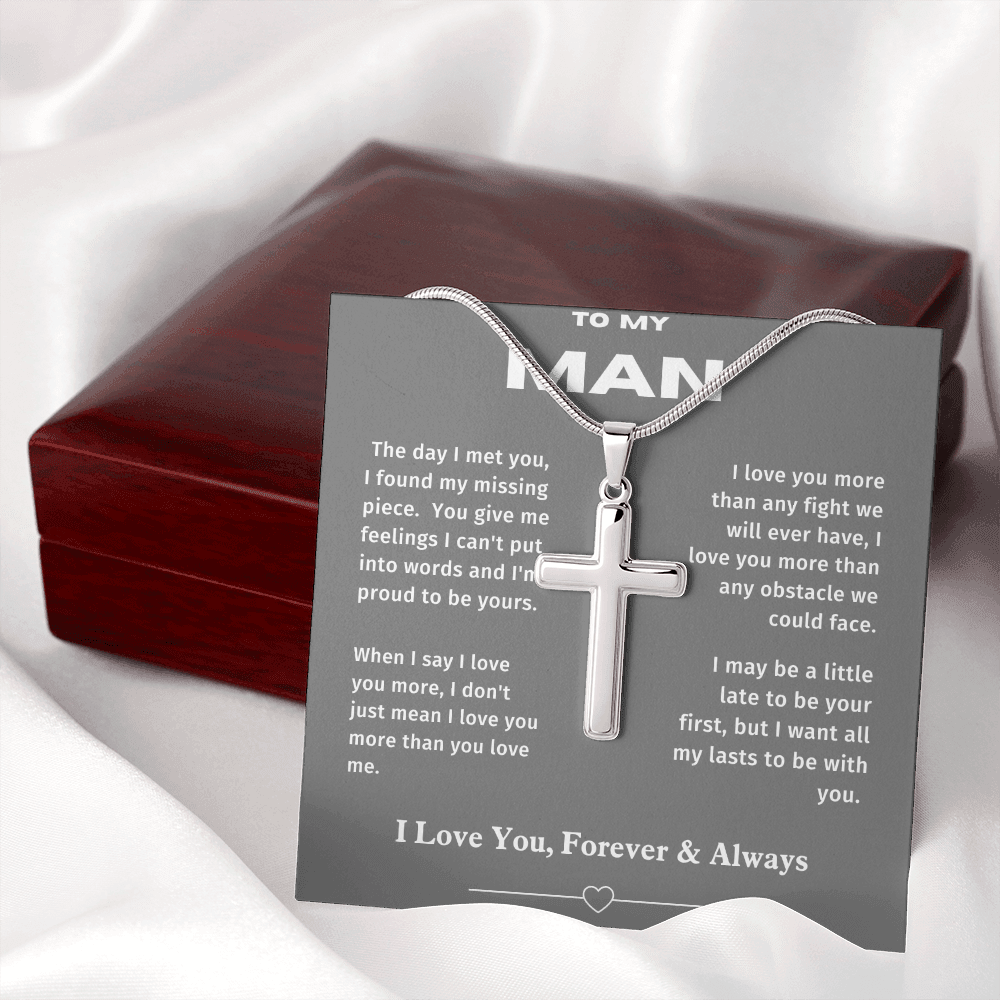 TO MY MAN | STAINLESS STEEL CROSS AND SNAKE CHAIN